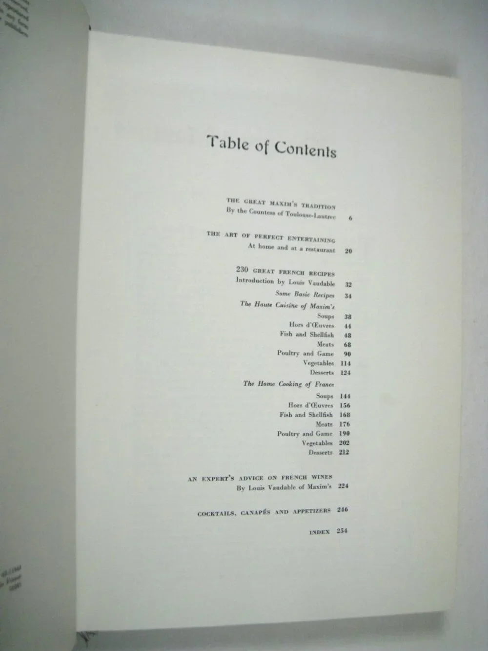 Chez Maxims Hardcover Gourmet Recipe Book Foreword Countess 1962